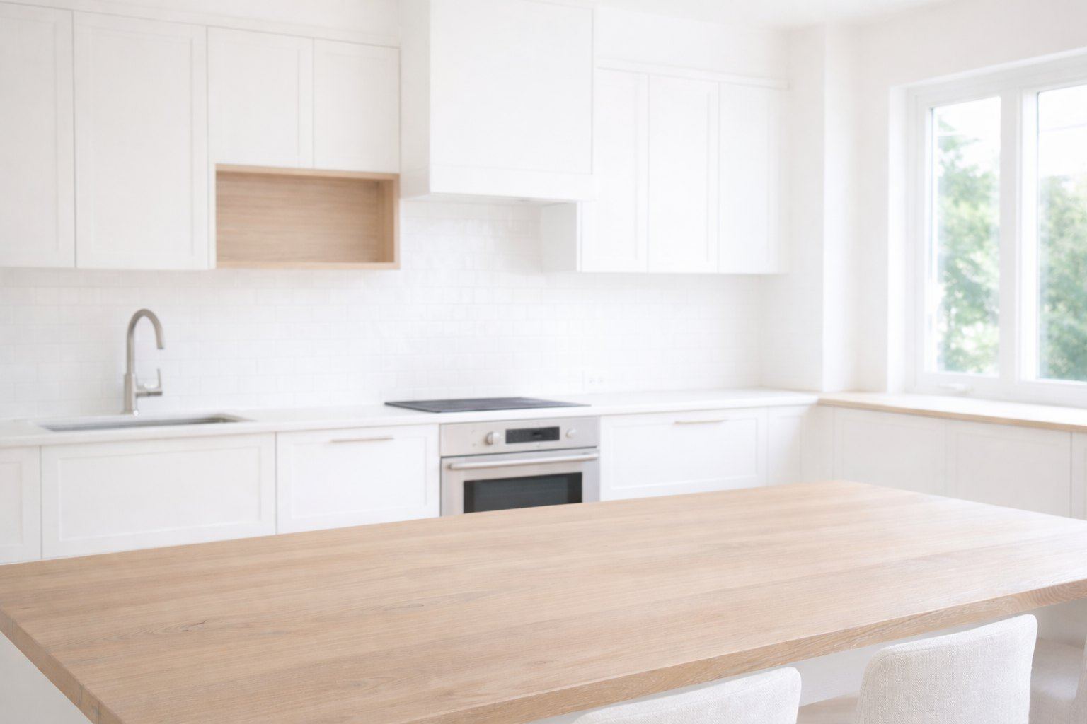 Opgeleverde keuken zonder boeket